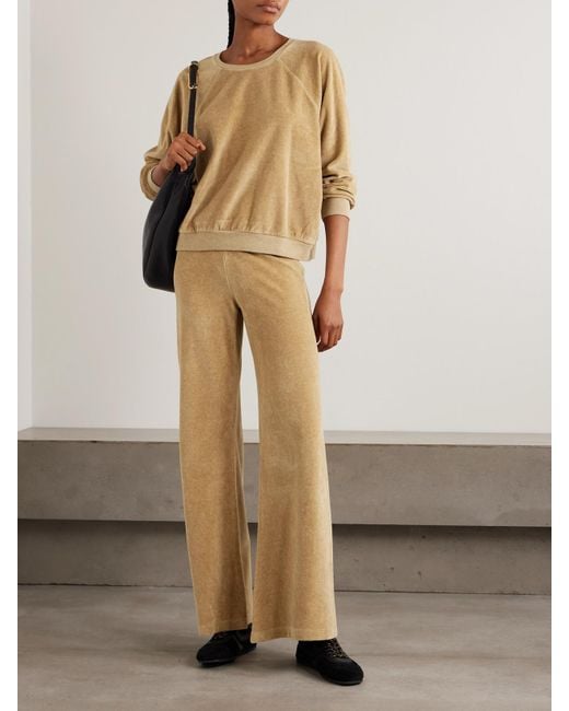 Suzie Kondi Natural Lito Cotton-Blend Velour Flared Sweatpants