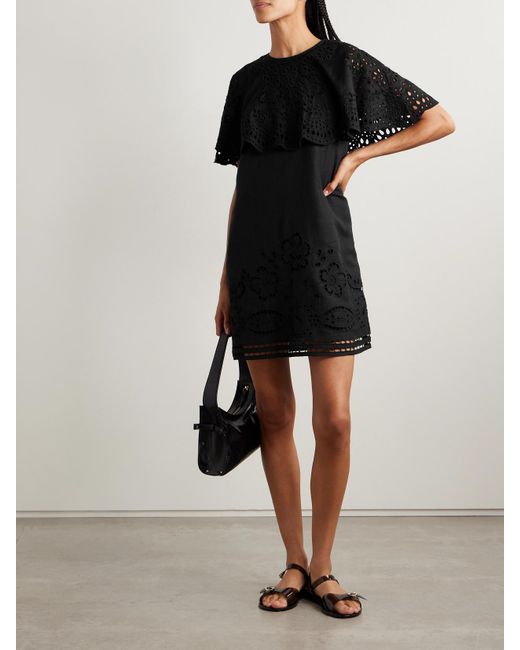 Sea Black Lula Mehrlagiges Minikleid Mit Lochstickerei