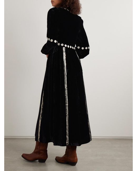 Alix Of Bohemia Black Imogen Sabel Embellished Velvet Midi Dress