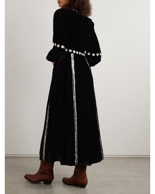 Alix Of Bohemia Black Imogen Sabel Embellished Velvet Midi Dress