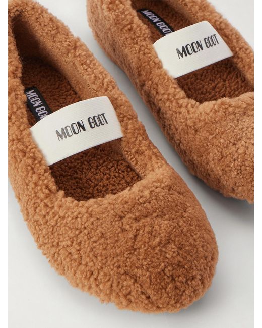 Moon Boot Brown Shearling Ballet Flats