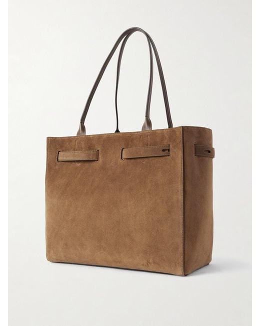 Tom Ford Natural Leather-Trimmed Suede Tote