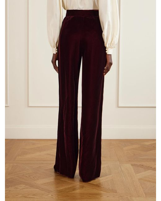 Valentino Garavani Purple Pleated Velvet Wide-Leg Pants