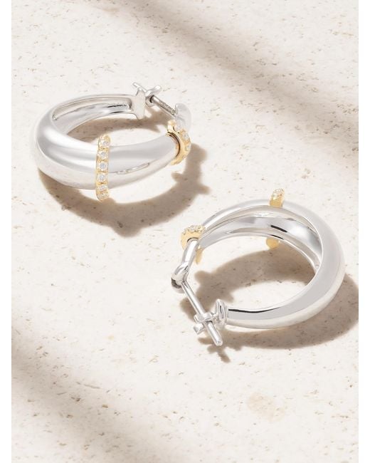 L'Atelier Nawbar Natural Buoy 18-Karat And Diamond Hoop Earrings