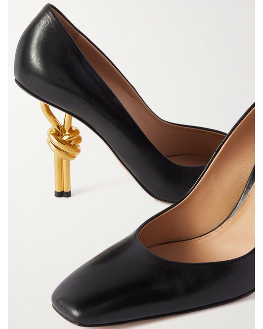 Bottega Veneta White Knot Glossed-Leather Pumps