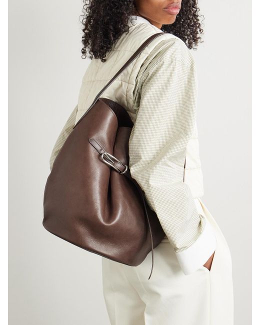 Liffner Brown Buckled Leather Bucket Bag