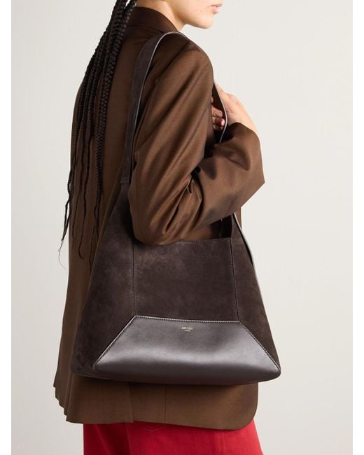 Jimmy Choo Brown Diamond Medium Suede And Leather Shoulder Bag