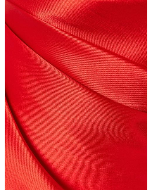 Solace London Red Nori One-Shoulder Satin-Twill Mini Dress
