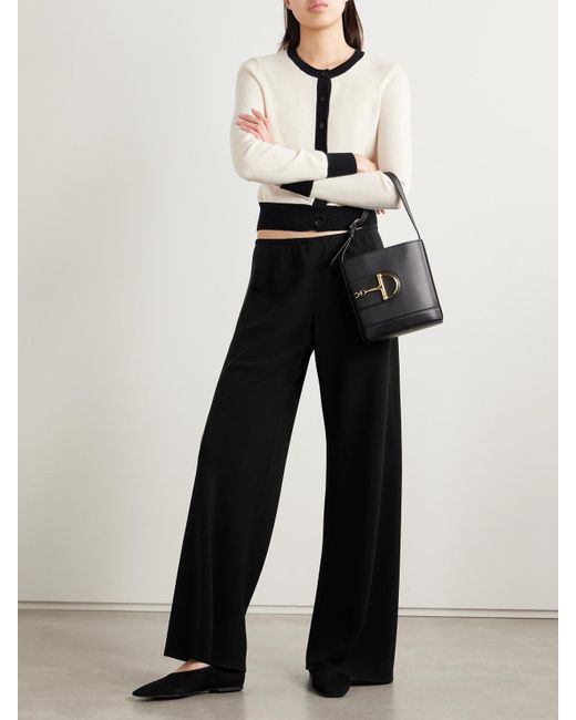 Nili Lotan Black Marlow Hose Mit Weitem Bein Aus Crêpe