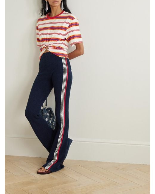 Rabanne Blue Hose Mit Geradem Bein Aus Bouclé Aus Einer Baumwollmischung Mit Streifen Und Stickerei