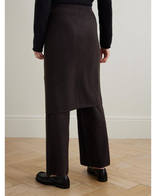 Lisa Yang Black Payton Layered Cashmere Wide-Leg Pants