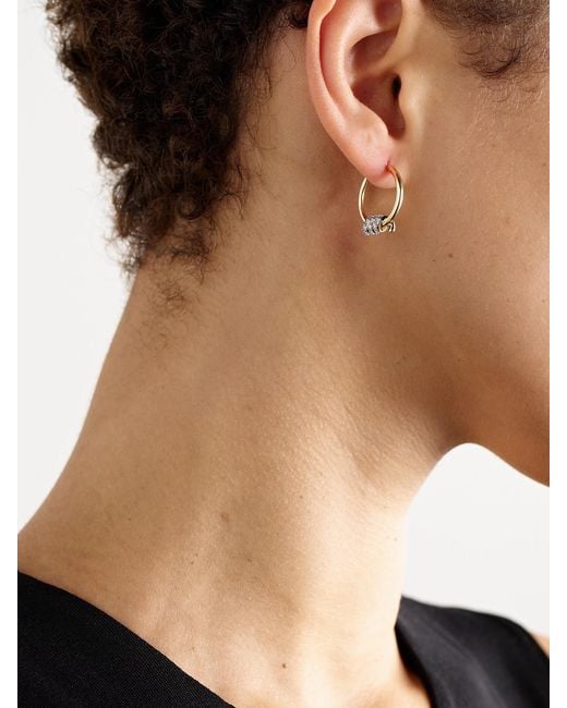 STONE AND STRAND Natural Twinkling Twine 10-Karat Diamond Hoop Earrings