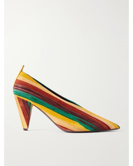 Loewe Multicolor Origami 85 Striped Suede Pumps