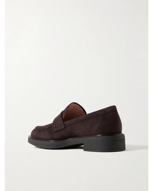 Gianvito Rossi Brown Harris 20 Suede Loafers