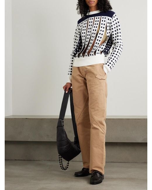 J.W. Anderson Blue Cutout Jacquard-Knit Sweater
