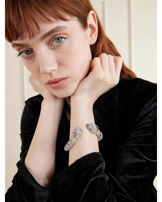 Gucci White Dionysus-Tone And Crystal Cuff