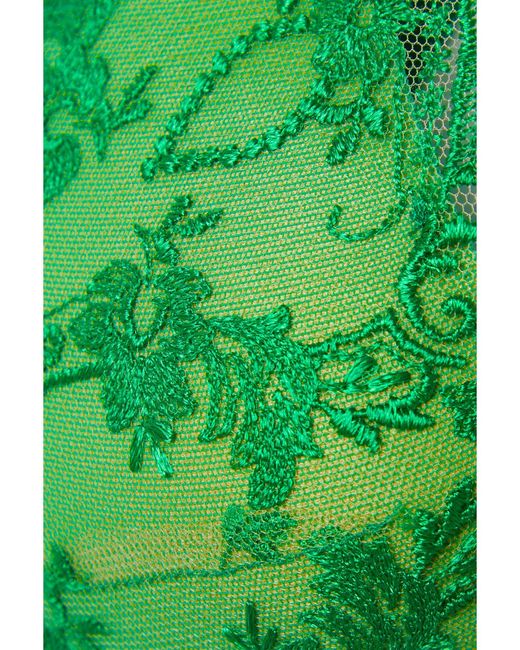 I.D Sarrieri Green Net Sustain Petal Bloom Embroidered Tulle Underwired Bra