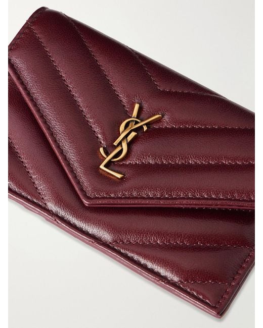 Saint Laurent Purple Cassandre Matelassé Leather Cardholder