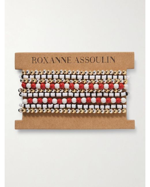 Roxanne Assoulin Red A Walk On The Beach Set Of Nine Enamel, - And-Tone Bracelets