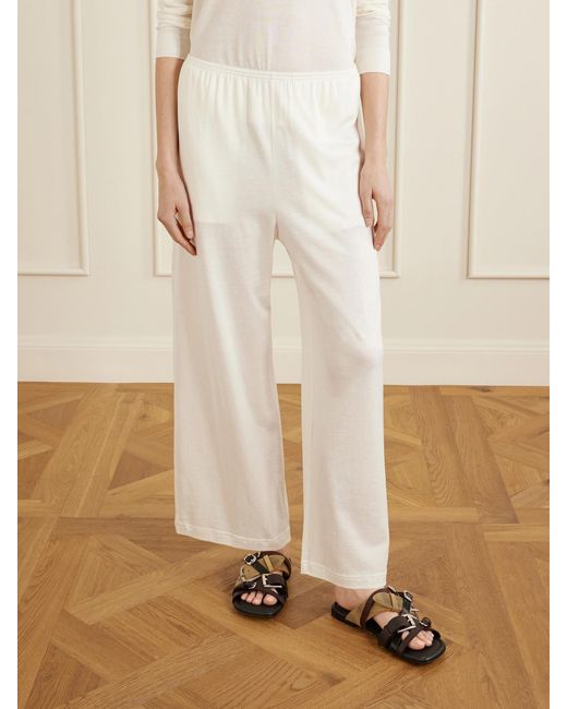 Totême White Cotton And Silk-Blend Straight-Leg Pants