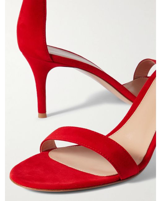 Gianvito Rossi Red Portofino 70 Suede Sandals