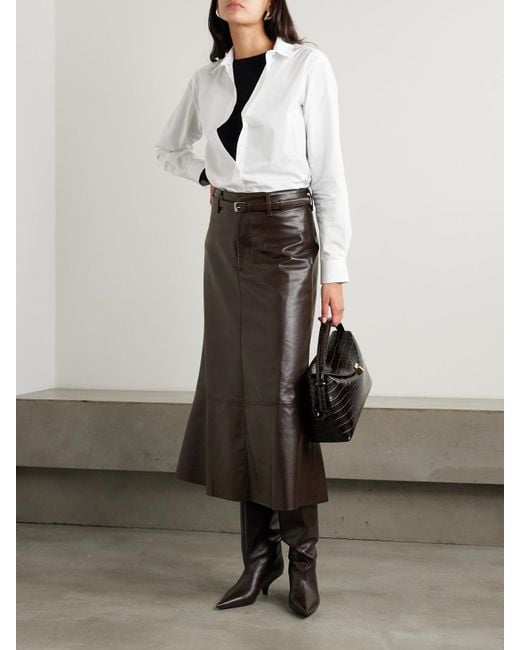 Citizens of Humanity Brown Cassia Recycled Leather-Blend Midi Skirt