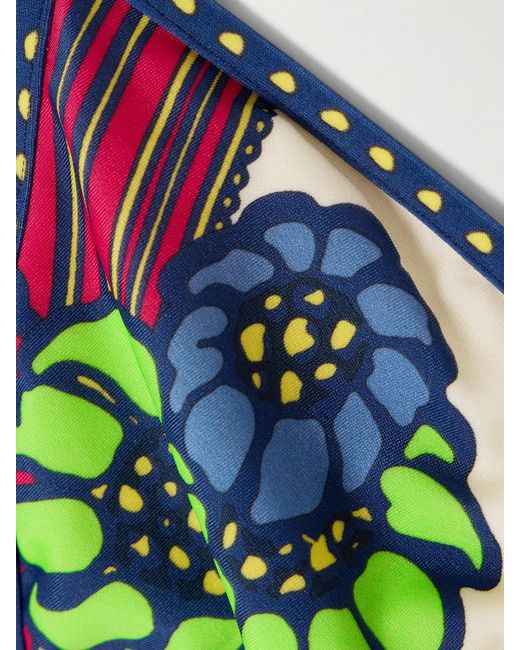 LaDoubleJ Blue Printed Triangle Bikini Top