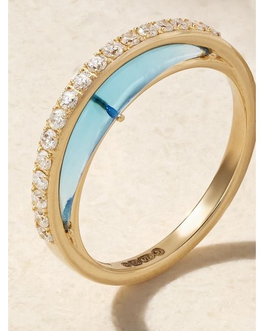 L'Atelier Nawbar Natural Bloop Moon 18-Karat, Diamond And Enamel Ring