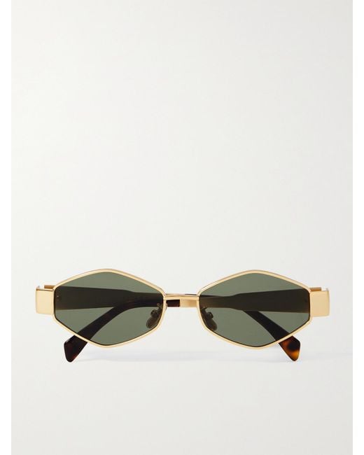 Céline Green Triomphe Hexagon-Frame-Tone Sunglasses