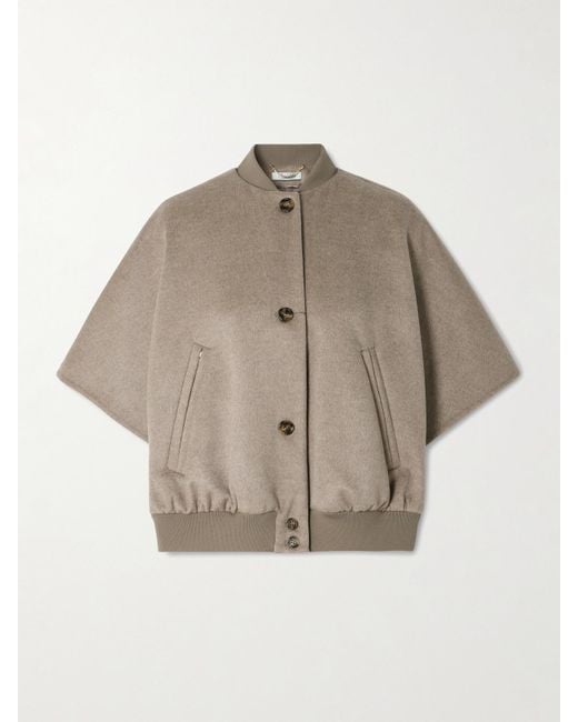 Max Mara Natural Leticia Jacke Aus Kaschmir Mit Cape-Effekt