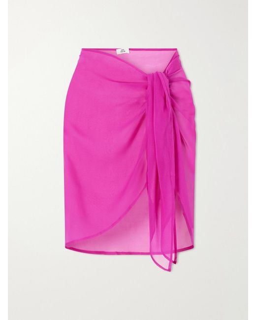 SARA CRISTINA Pink Silk-Chiffon Pareo