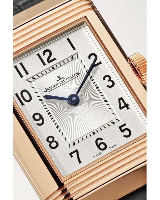 Jaeger-lecoultre White Reverso Classic Duetto Hand-Wound 34.2Mm X 21Mm Small Rose, Alligator And Diamond Watch