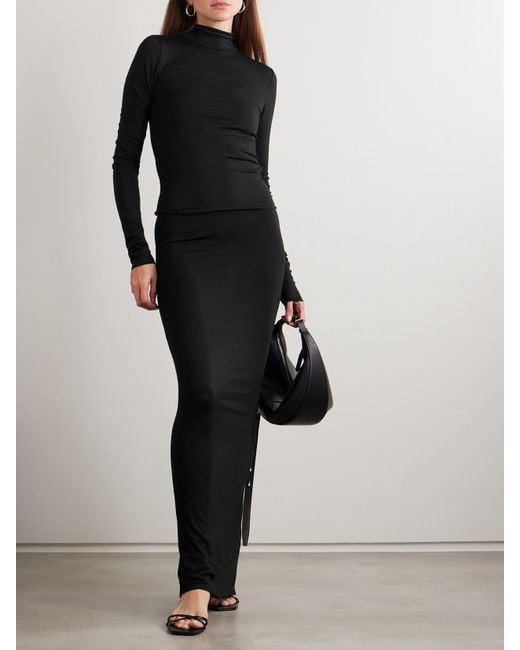 ÉTERNE Black Stehkragenoberteil Aus Stretch-Modal-Jersey