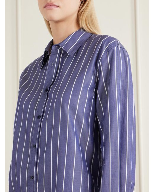 Nili Lotan Blue Raphael Classic Stripped Cotton Shirt