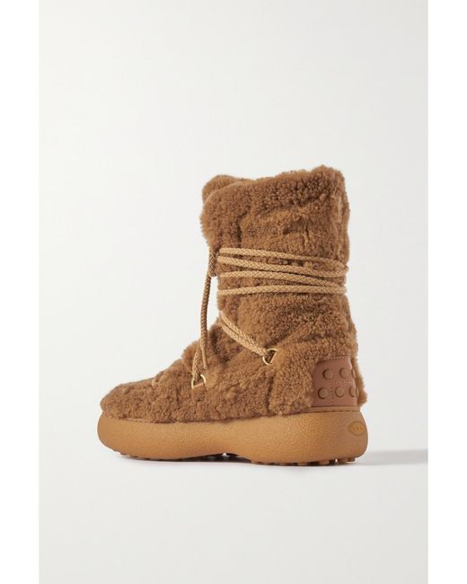 Tod's Brown Winter Gommini Shearling Ankle Boots