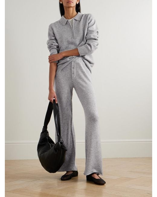 ÉTERNE Gray Blaise Cashmere Half-Zip Sweater