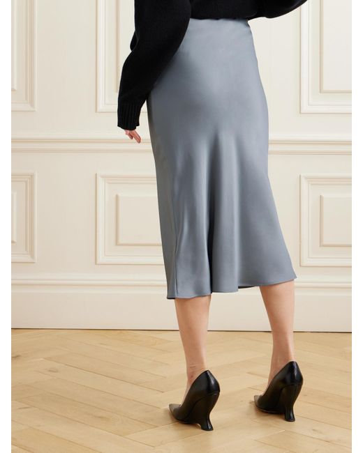 Anine Bing Bar Silk-satin Midi Skirt in Gray