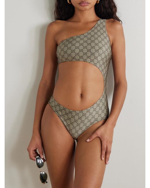 Gucci Gray Gg Jersey One-Piece Swimsuit