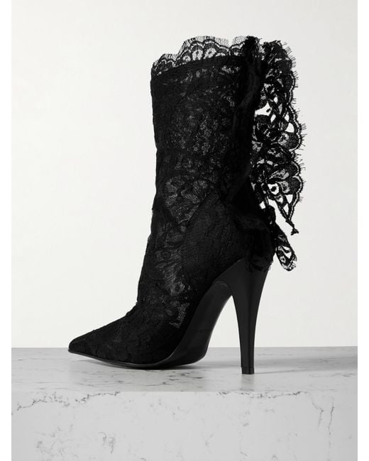 Alexander McQueen Black Heron Lace Boots