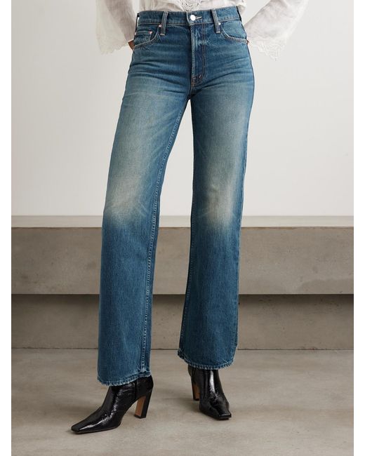 Mother Blue The Reifler Mid-Rise Straight-Leg Jeans