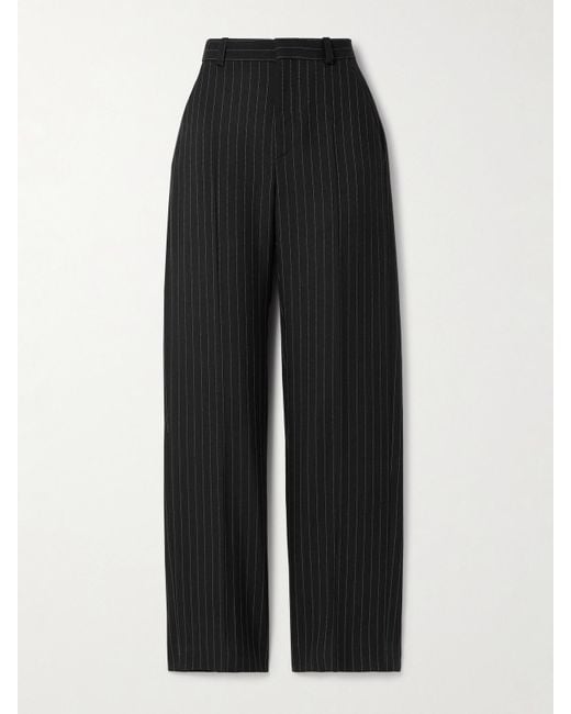 Wardrobe NYC Black Pinstriped Wool-Twill Straight-Leg Pants
