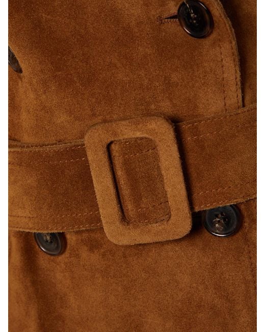 Saint Laurent Brown Trenchcoat Aus Veloursleder
