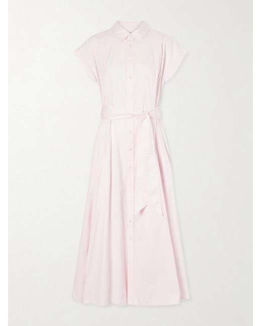 Polo Ralph Lauren Pink The Championship Wimbledon Belted Striped Cotton-Poplin Midi Dress