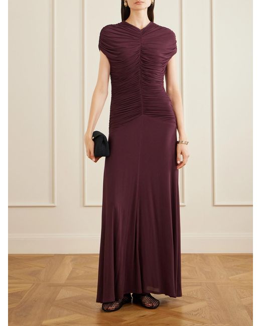 TOVE Purple Avita Ruched Maxi Dress