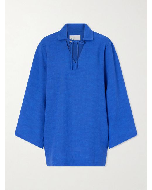 Lisa Marie Fernandez Blue Tie-Detailed Woven Tunic