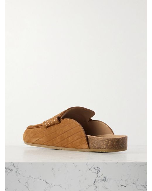 J.W. Anderson Brown Stitch Ribbed Nubuck Mules