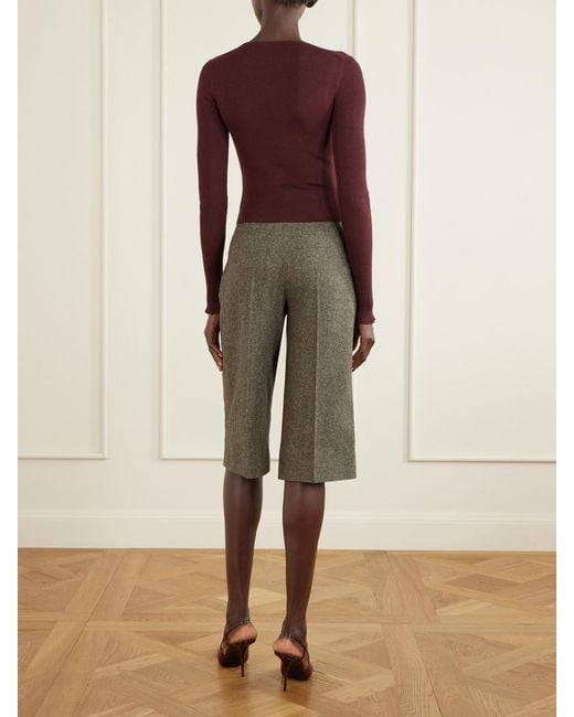 Saint Laurent Purple Ribbed Cashmere, Wool And Silk-Blend T-Shirt