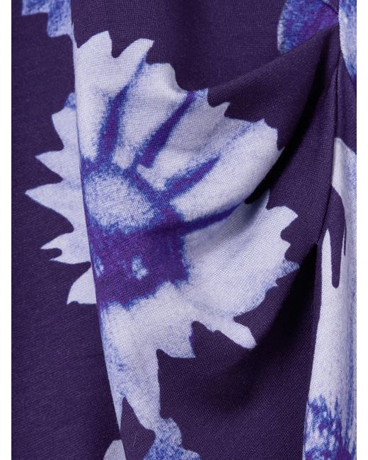 Erdem Purple Troubridge Midikleid Aus Stretch-Jersey Mit Raffung Und Blumenprint