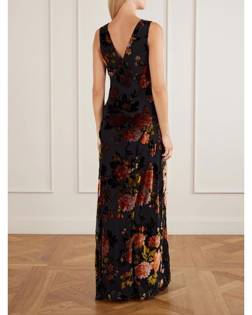 Anna Sui White Velvet Devoré Maxi Dress