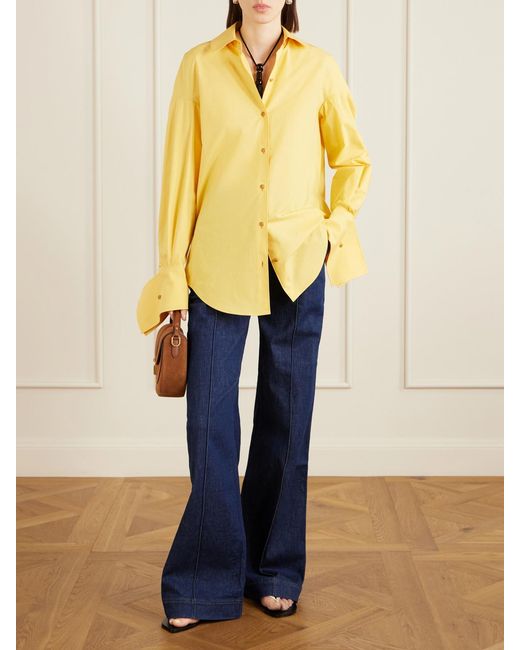 OSSOU Yellow Wren Cotton-Poplin Shirt